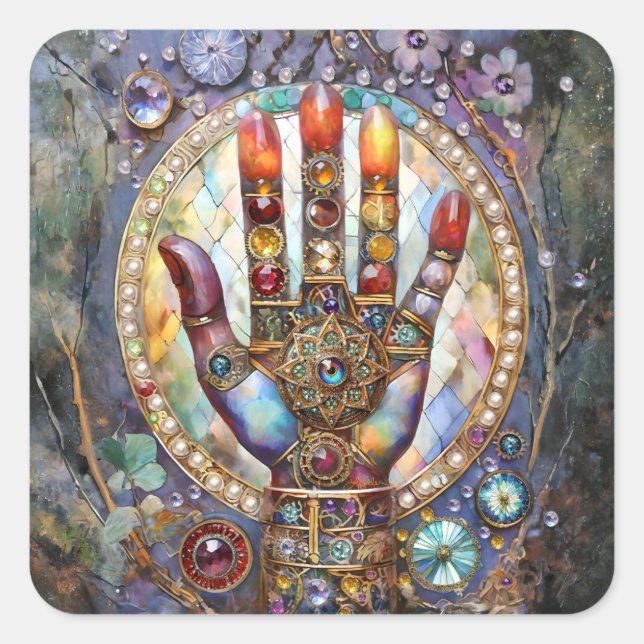 Third Eye Mystic Palm Square Sticker (Front)