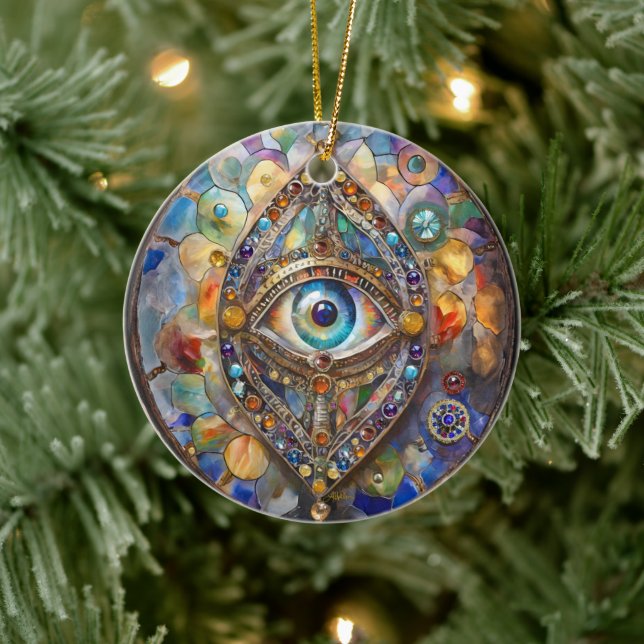 Third Eye on Stained Glass and Bronze Ceramic Tree Decoration (Tree)