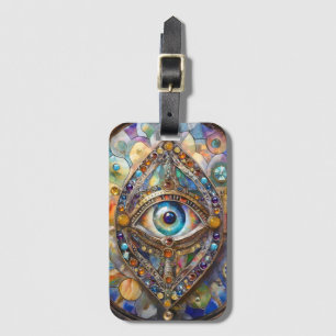 Third Eye on Stained Glass and Bronze Luggage Tag