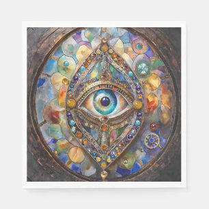 Third Eye on Stained Glass and Bronze Napkin