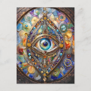 Third Eye on Stained Glass and Bronze Postcard