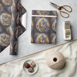 Third Eye on Stained Glass and Bronze Wrapping Paper