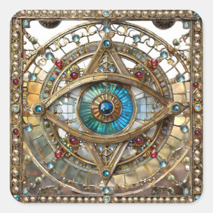 Third Eye Ornate Window Pane Square Sticker