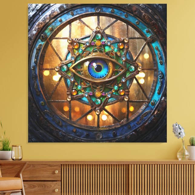 Third Eye Rustic Porthole Window Canvas Print (Insitu(LivingRoom))