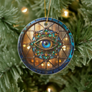Third Eye Rustic Porthole Window Ceramic Tree Decoration