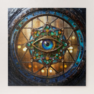Third Eye Rustic Porthole Window Jigsaw Puzzle