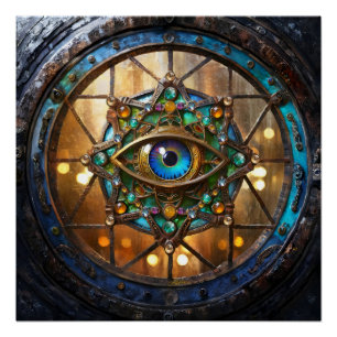 Third Eye Rustic Porthole Window Poster