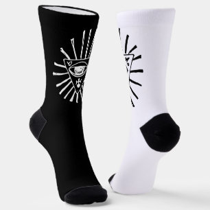 Third Eye Symbolism Black White Crew Socks