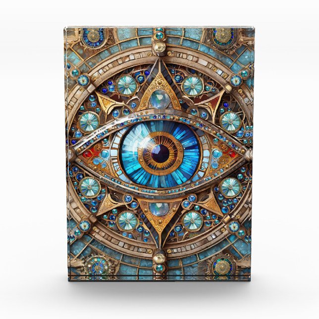 Third Eye - Turquoise Blue Gold Mandala Photo Block (Front)