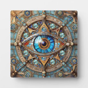 Third Eye - Turquoise Blue Gold Mandala Plaque