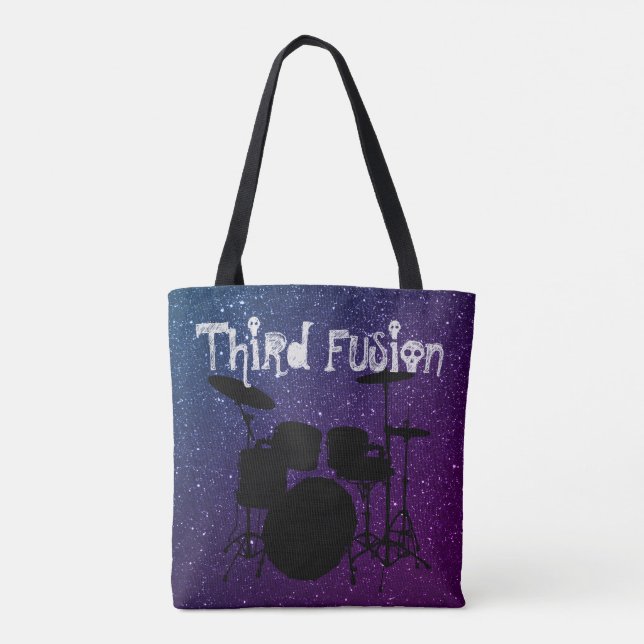 Third Fusion Drums Purple & Blue Tote Bag (Back)