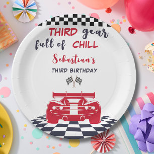 Third gear full of chill third kids birthday paper plate
