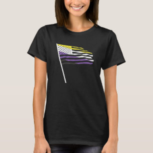 Third Gender Lgbt Proud Nonbinary Usa Flag Queer N T-Shirt