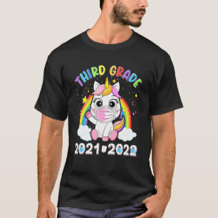Third Grade 2021 2022 Unicorn Mask Back To School T-Shirt