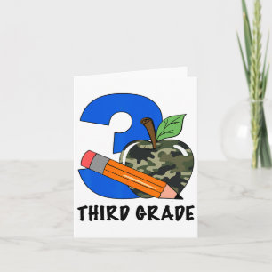 Third Grade 3rd Grade Camo Apple Kids Boys  Card