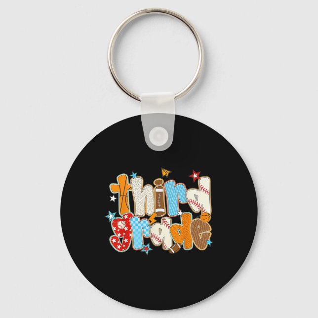 Third Grade Back To School Baseball Basketball Pre Key Ring (Front)