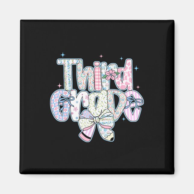 Third Grade Back To School Coquette Preppy Pencil  Magnet (Front)