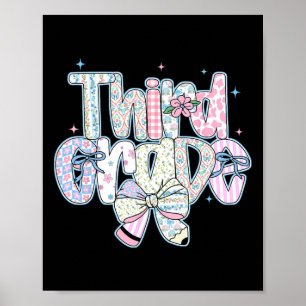 Third Grade Back To School Coquette Preppy Pencil Poster