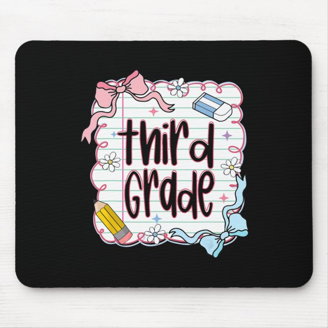 Third Grade Back To School For Girls Pink Notebook Mouse Mat (Front)