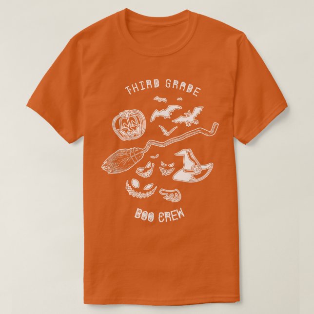 Third Grade Boo Crew Funny Halloween Party Tee Sca (Design Front)