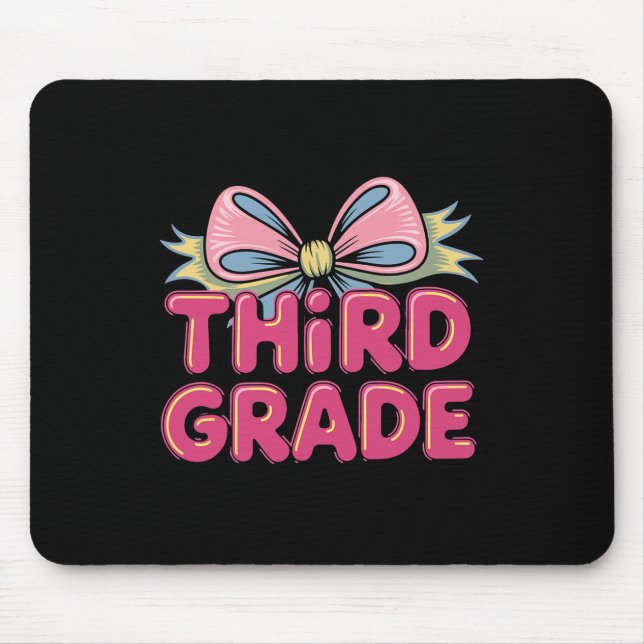 Third Grade Coquette Bow Teachers Back To School F Mouse Mat (Front)