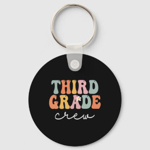 Third Grade Crew Retro Groovy Vintage First Day Of Key Ring