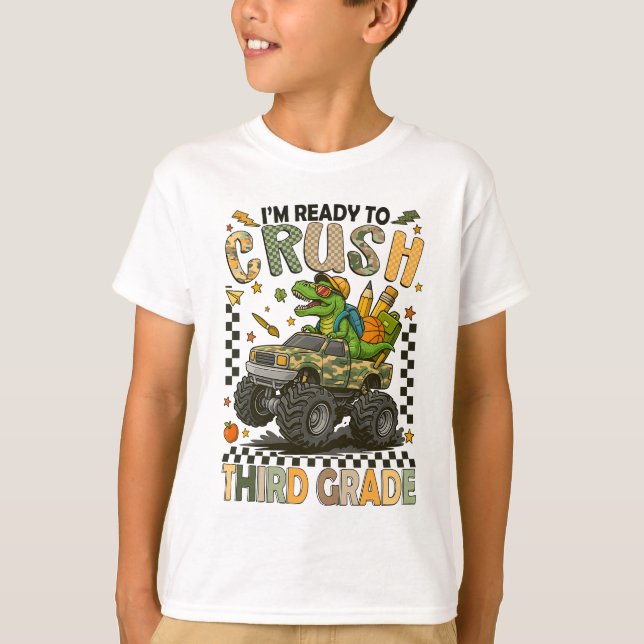 Third Grade Crusher: Monster Truck Confidence T-Shirt (Front)