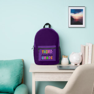 Third Grade, Cute Colorful Back to School  Printed Backpack