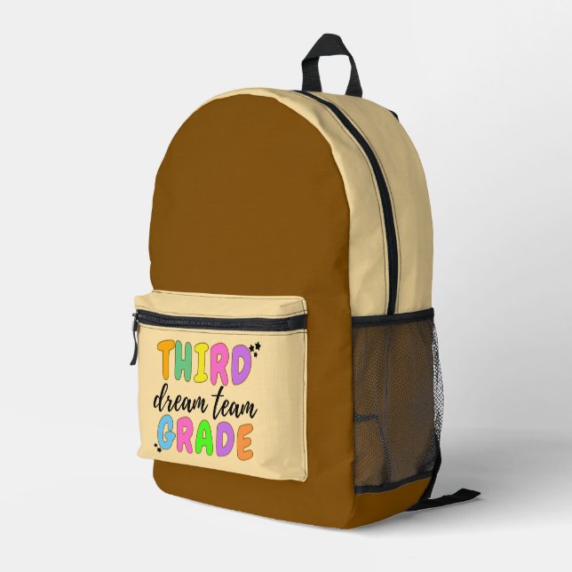 Third Grade, Cute Colourful Back to School Fall Printed Backpack (Back Corner Right)