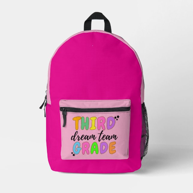 Third Grade, Cute Colourful Back to School  Printed Backpack (Front)