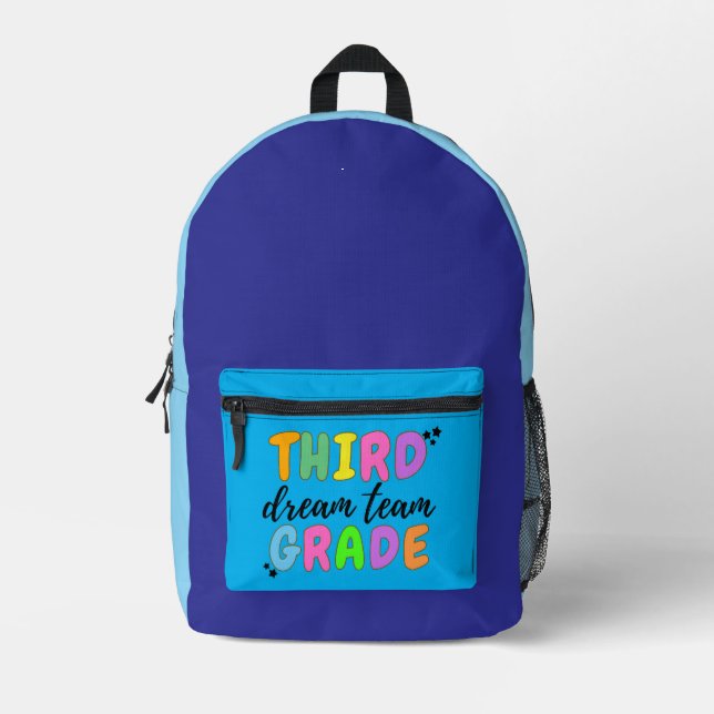 Third Grade, Cute Colourful Back to School  Printed Backpack (Front)