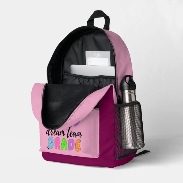 Third Grade, Cute Colourful Back to School  Printed Backpack (Back Corner Right (Open))