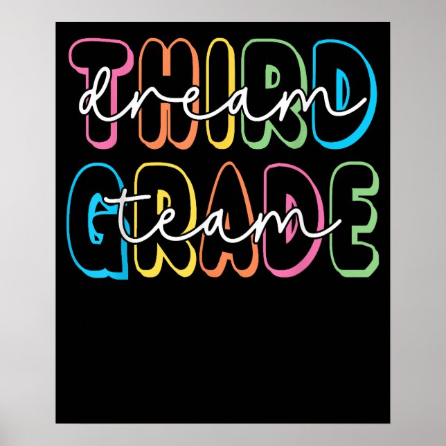 Third Grade Dream Team 3rd Grade Back to School Poster (Front)