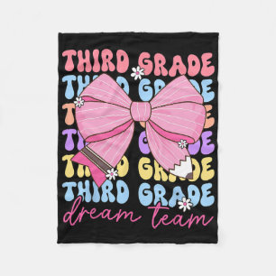 Third Grade Dream Team Teacher Bow Back To School  Fleece Blanket