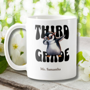 Third Grade Elementary Teacher Dabbing Penguin Coffee Mug