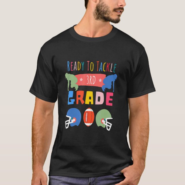 Third Grade First Day Of School Football Back To S T-Shirt (Front)