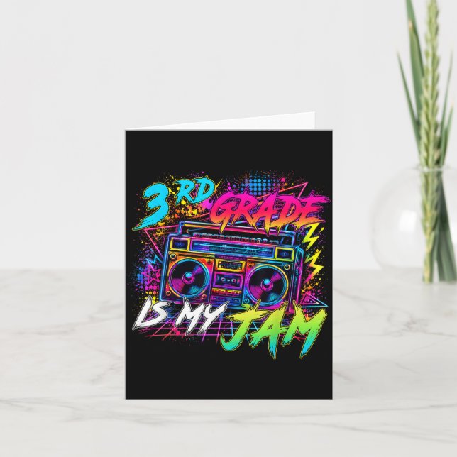 Third grade is jam retro back to school teacher card (Front)
