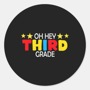 Third Grade Kids Boy Back To School Students Teach Classic Round Sticker