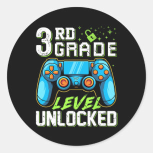 Third Grade Level Unlocked Back To School Video Ga Classic Round Sticker