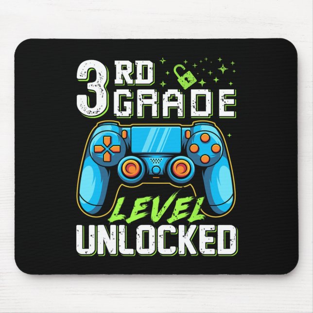 Third Grade Level Unlocked Back To School Video Ga Mouse Mat (Front)