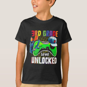 Third Grade Level Unlocked Ck To School Video Game T-Shirt