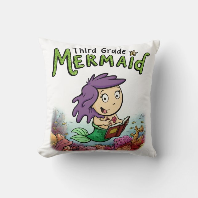 Third Grade Mermaid Throw Pillow (design 1) (Front)