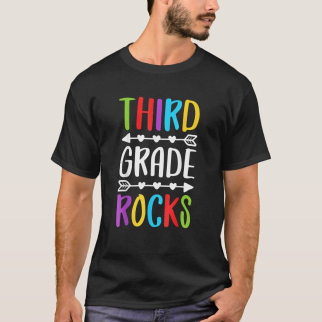 Third Grade Rocks 3rd Grade Back To School T-Shirt (Front)