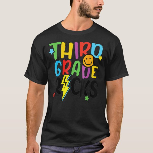 Third Grade Rocks Back To School Lightning Cute T-Shirt (Front)