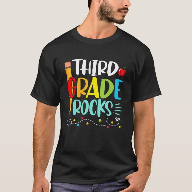 Third Grade Rocks First Day Of School Back To Scho T-Shirt (Front)