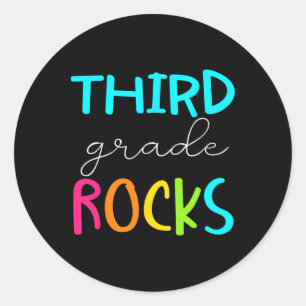 Third Grade Rocks Team 3rd Grade Teacher Classic Round Sticker
