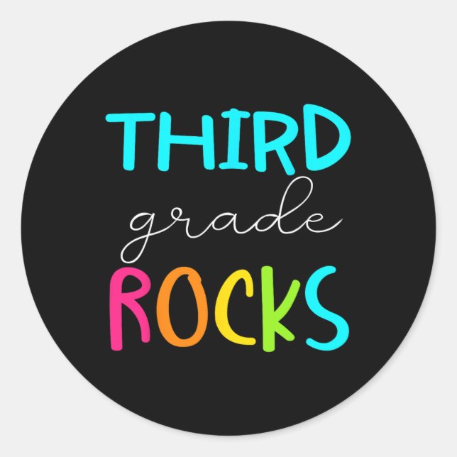Third Grade Rocks Team 3rd Grade Teacher  Classic Round Sticker (Front)