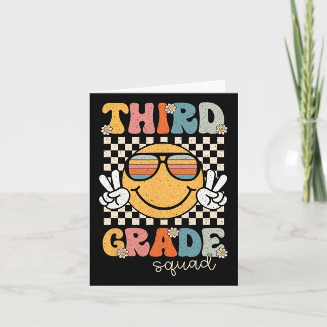Third Grade Squad Retro Back To School 3rd Grade T Card (Front)