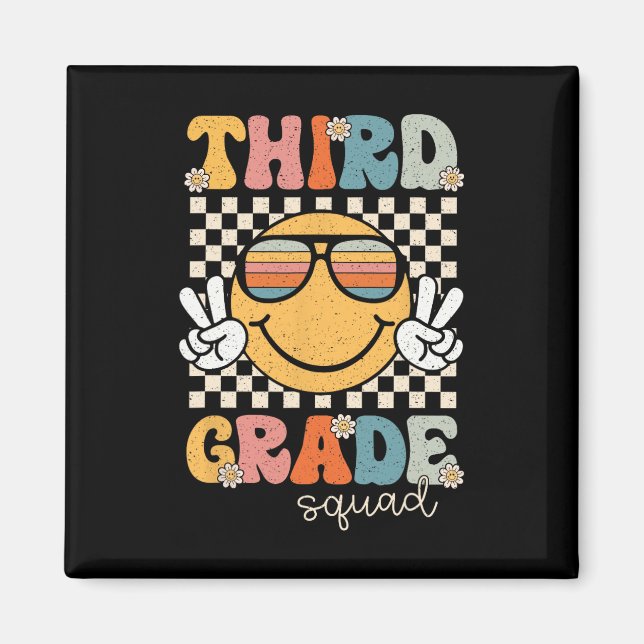 Third Grade Squad Retro Back To School 3rd Grade T Magnet (Front)