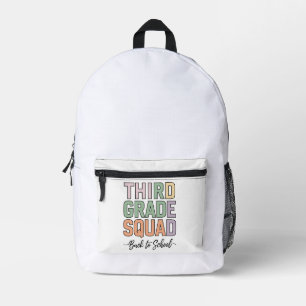 Third Grade Squad Teachers Kids 3rd Grade  Printed Backpack
